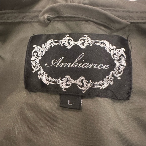 Ambiance Green Lightweight Front Zip Hooded Roll Tab Cinch Waist Jacket Large - Picture 3 of 5